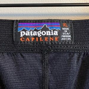 Mens Patagonia Capilene Long Underwear Layer Black Pants with Cuffed Bottom
